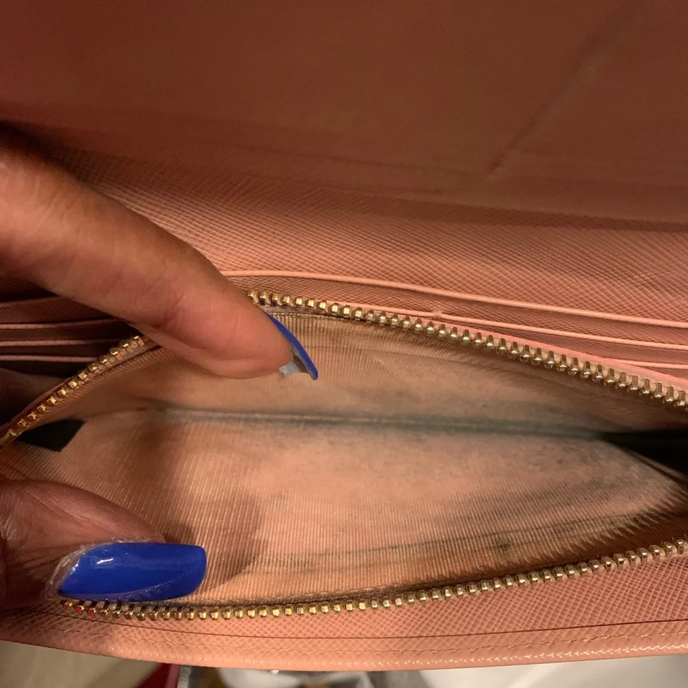 PRADA Pink Saffiano Lux Leather Metal Bar Flap Continental Wallet - Picture 7 of 8